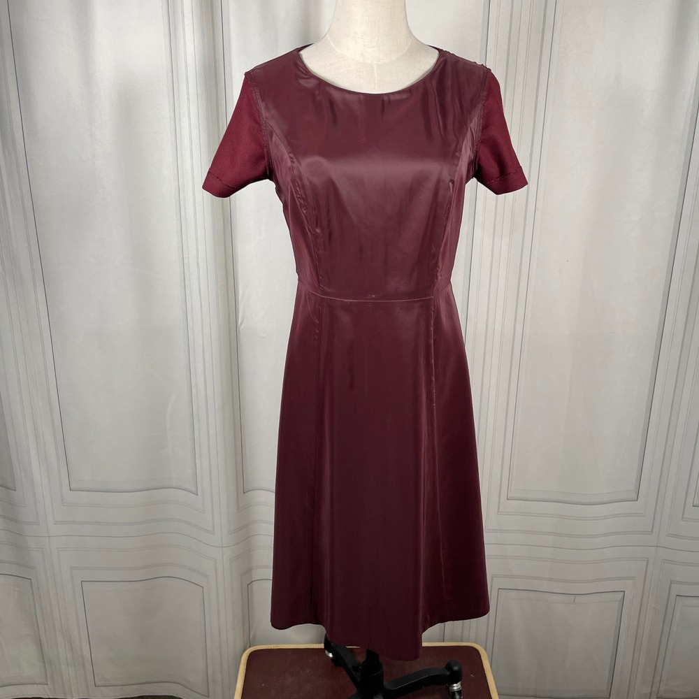 Talbots Burgundy Wool Fit & Flare Dress Size 2 Short‎ Sleeve - Picture 15 of 15